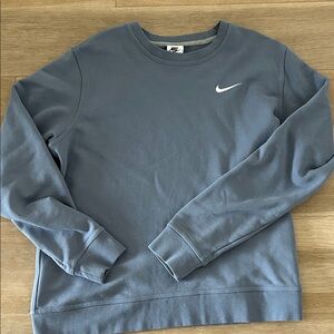 Nike Men's Slate Blue Crewneck Sweatshirt with White Swoosh